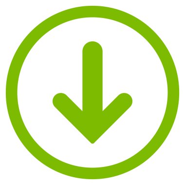 Düz aşağı ok vektör simge yuvarlak