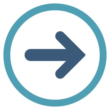 Ok sağ düz vektör simge yuvarlak