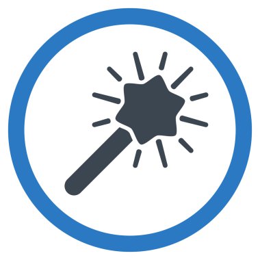 Sihirli aracı düz yuvarlak vektör simgesi