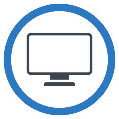 Monitör düz yuvarlak vektör simgesi