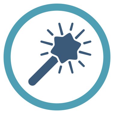 Sihirli aracı düz yuvarlak vektör simgesi