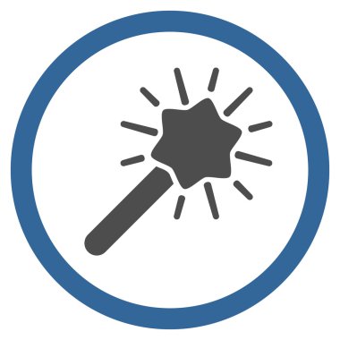 Sihirli aracı düz yuvarlak vektör simgesi