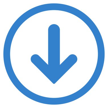 Düz aşağı ok vektör simge yuvarlak