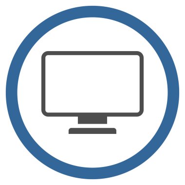 Monitör düz yuvarlak vektör simgesi