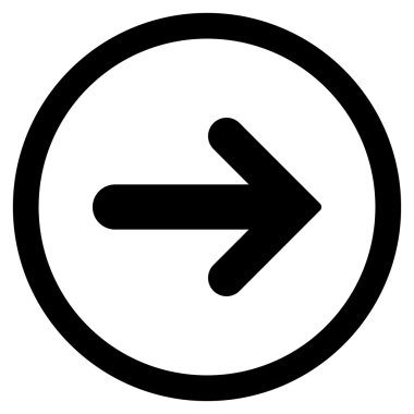 Ok sağ düz vektör simge yuvarlak