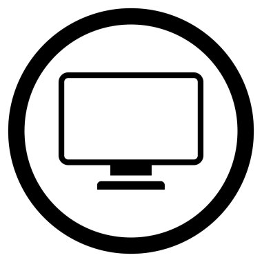 Monitör düz yuvarlak vektör simgesi