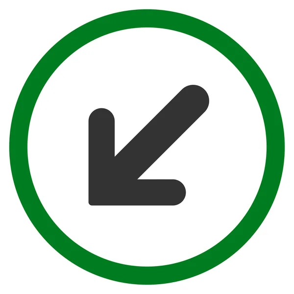 Flecha izquierda-abajo plana redondeada Vector icono — Vector de stock