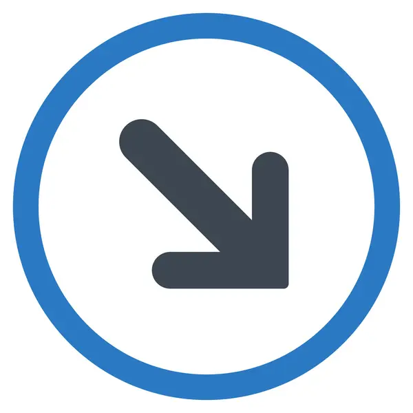 Šipka doprava dolů plochý zaoblený vektorové ikony — Stockový vektor