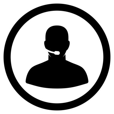 Çağrı Merkezi operatörü düz yuvarlak vektör simgesi