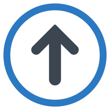 Düz yukarı ok vektör simge yuvarlak