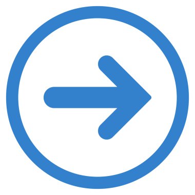 Ok sağ düz vektör simge yuvarlak