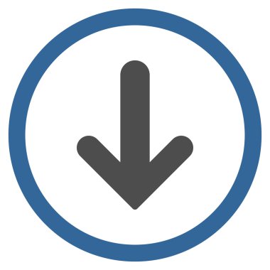 Düz aşağı ok vektör simge yuvarlak