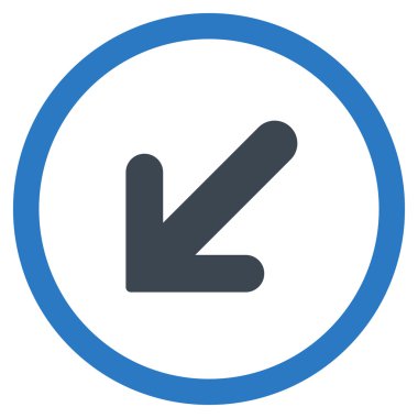 Ok sol aşağı düz yuvarlak vektör simgesi