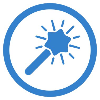 Sihirli aracı düz yuvarlak vektör simgesi