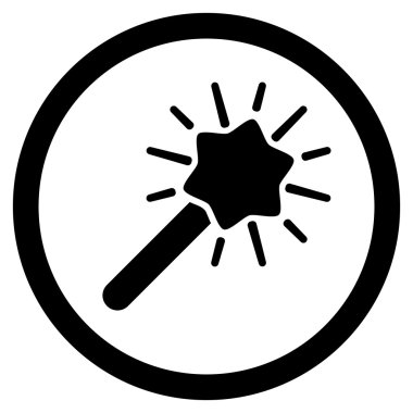 Sihirli aracı düz yuvarlak vektör simgesi