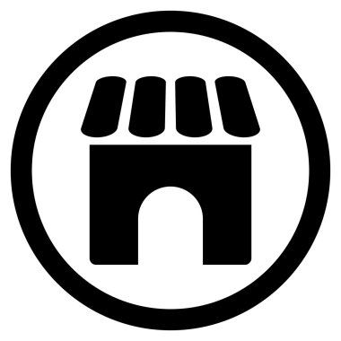 Dükkanı düz yuvarlak vektör simgesi