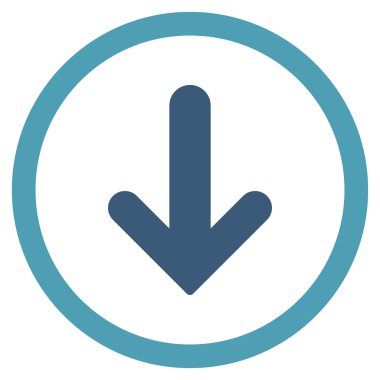 Düz aşağı ok vektör simge yuvarlak