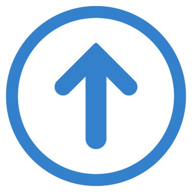 Düz yukarı ok vektör simge yuvarlak