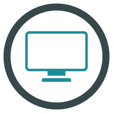 Monitör düz yuvarlak vektör simgesi