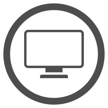 Monitör düz yuvarlak vektör simgesi