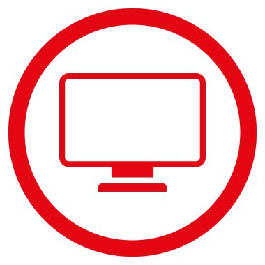 Monitör düz yuvarlak vektör simgesi