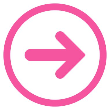 Ok sağ düz vektör simge yuvarlak