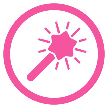 Sihirli aracı düz yuvarlak vektör simgesi