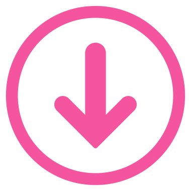 Düz aşağı ok vektör simge yuvarlak