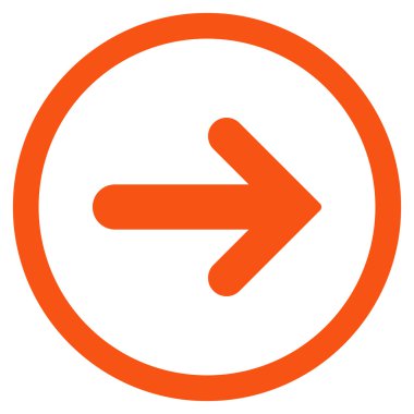 Ok sağ düz vektör simge yuvarlak