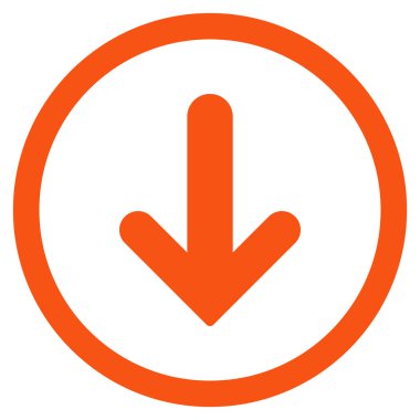 Düz aşağı ok vektör simge yuvarlak