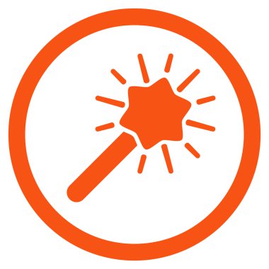 Sihirli aracı düz yuvarlak vektör simgesi