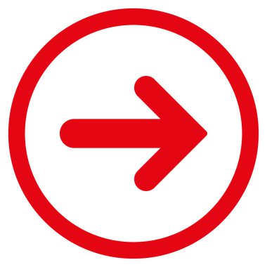 Ok sağ düz vektör simge yuvarlak