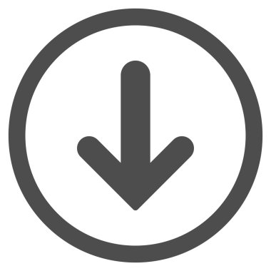 Düz aşağı ok vektör simge yuvarlak