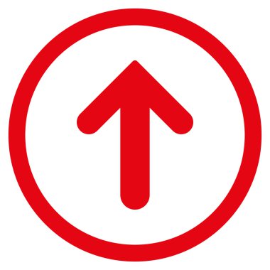 Düz yukarı ok vektör simge yuvarlak