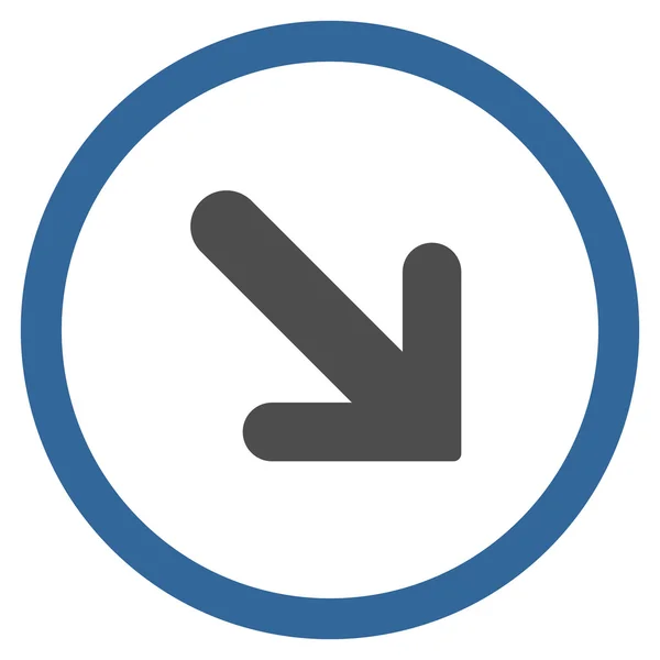Šipka doprava dolů plochý zaoblený vektorové ikony — Stockový vektor