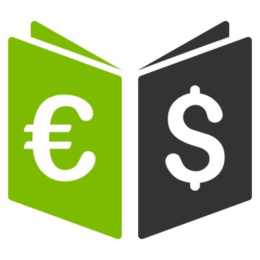 Para birimi kitap düz vektör simgesi