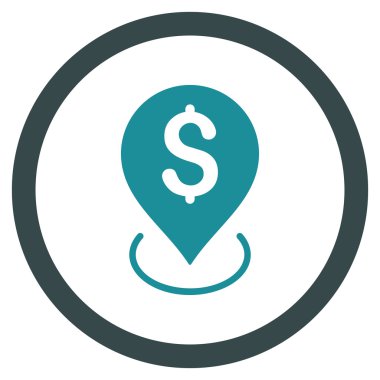 Banka yerleşim düz yuvarlak vektör simgesi