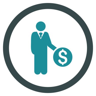 Bankacı düz yuvarlak vektör simgesi