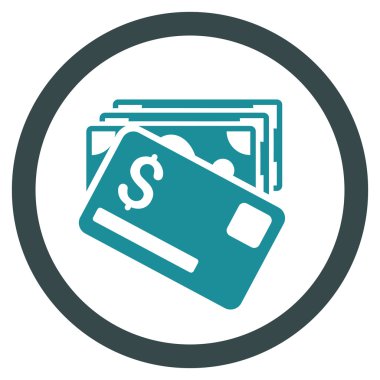 Banknot ve kart düz yuvarlak vektör simgesi