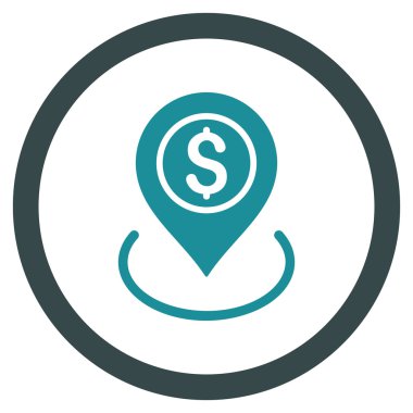 Banka düz yuvarlak vektör simgesi yerleştir