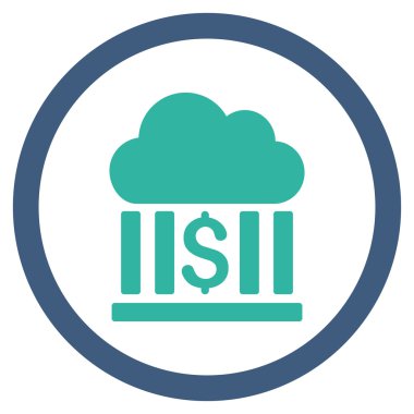 Bulut banka düz yuvarlak vektör simgesi