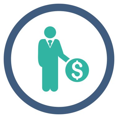 Bankacı düz yuvarlak vektör simgesi