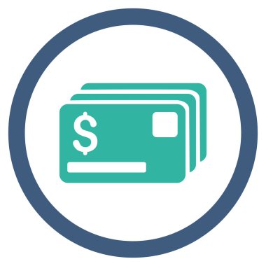 Kredi kartları düz yuvarlak vektör simgesi