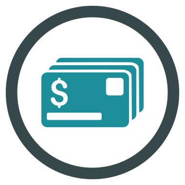 Kredi kartları düz yuvarlak vektör simgesi