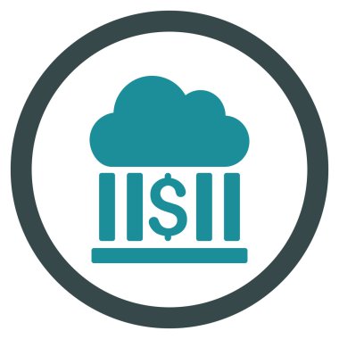 Bulut banka düz yuvarlak vektör simgesi