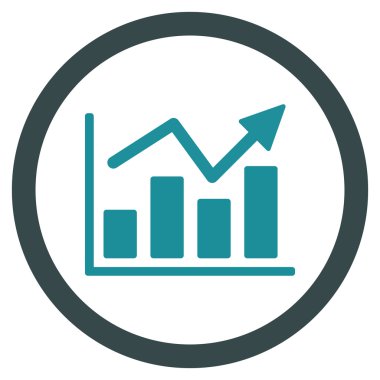 Çubuk grafik eğilim düz yuvarlak vektör simgesi