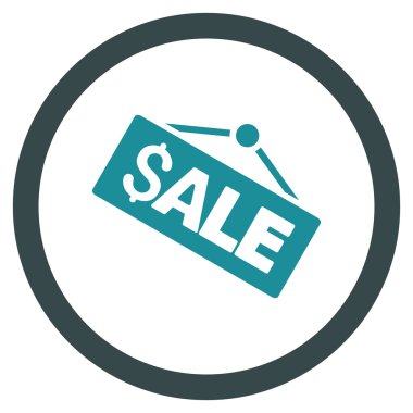 Satılık tabela düz yuvarlak vektör simgesi