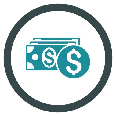 Doları nakit düz yuvarlak vektör simgesi