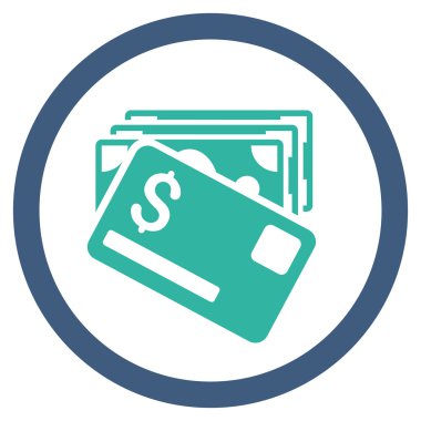 Banknot ve kart düz yuvarlak vektör simgesi