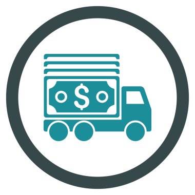 Para kamyon düz yuvarlak vektör simgesi